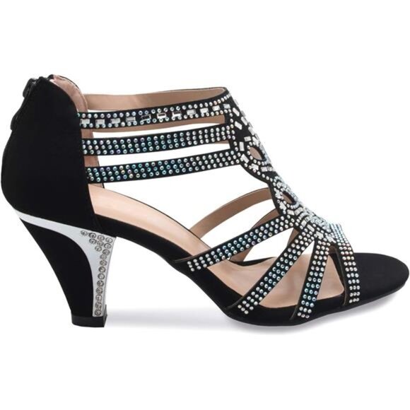 Amazon.com | Olivia K Women Women\'s Open Toe Strappy Rhinestone Dress Sandal Low Heel Wedding